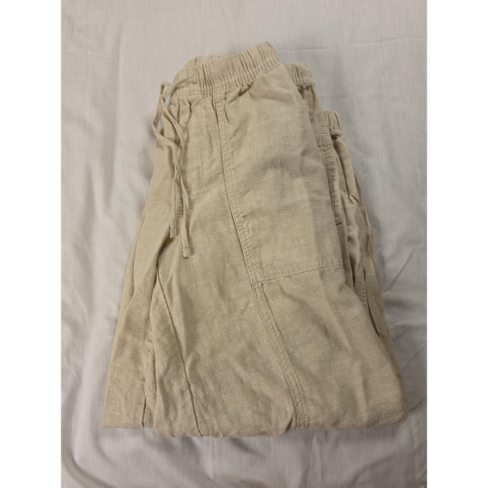 Old Navy Pants Womens XS Petite Beige Linen Rayon Jogger Mid Rise Balloon Cuffed